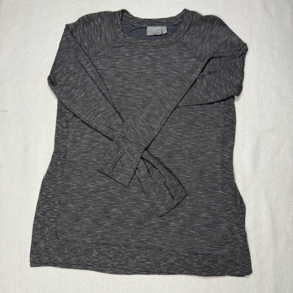 Athleta Gray Modal/Spandex Long Sleeve Thumbhole Activewear Top Size S #2041